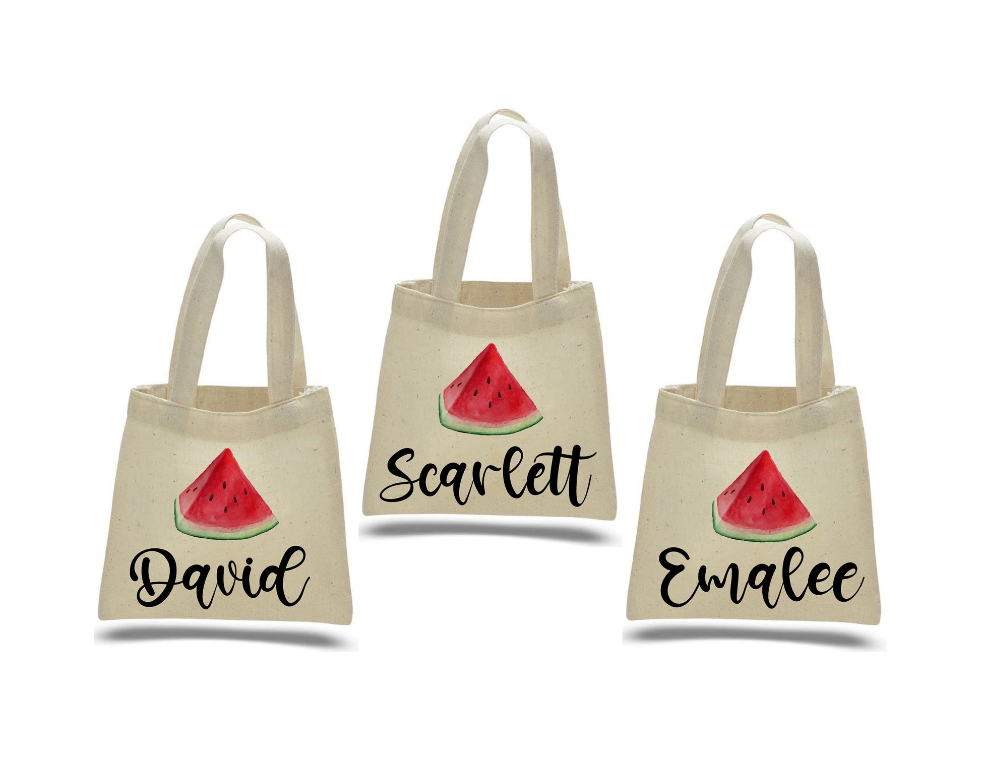 Personalized Watermelon Party Favor Bags - Set of Three Bags