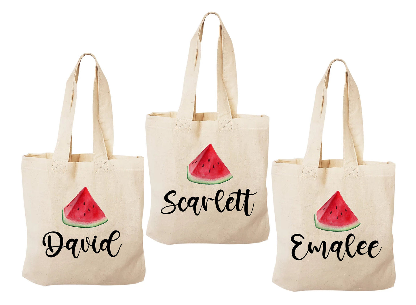 Personalized Watermelon Party Favor Bags - Set of Three Bags
