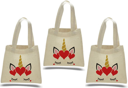 Unicorn Valentine's Day Party Favor Bags - Set of Three Bags