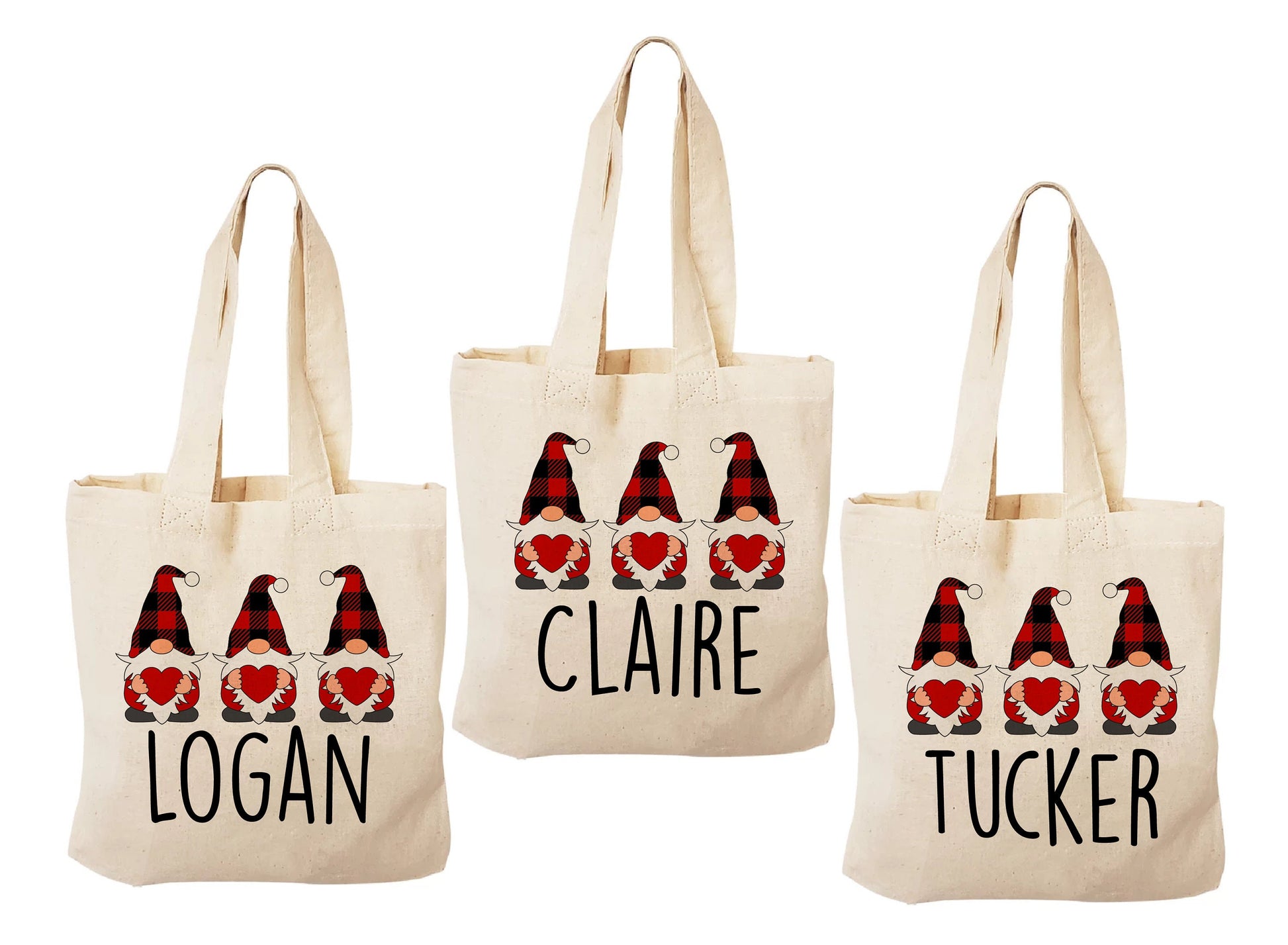 Personalized Gnome Valentine Party Favor Bags - Set of Three Bags