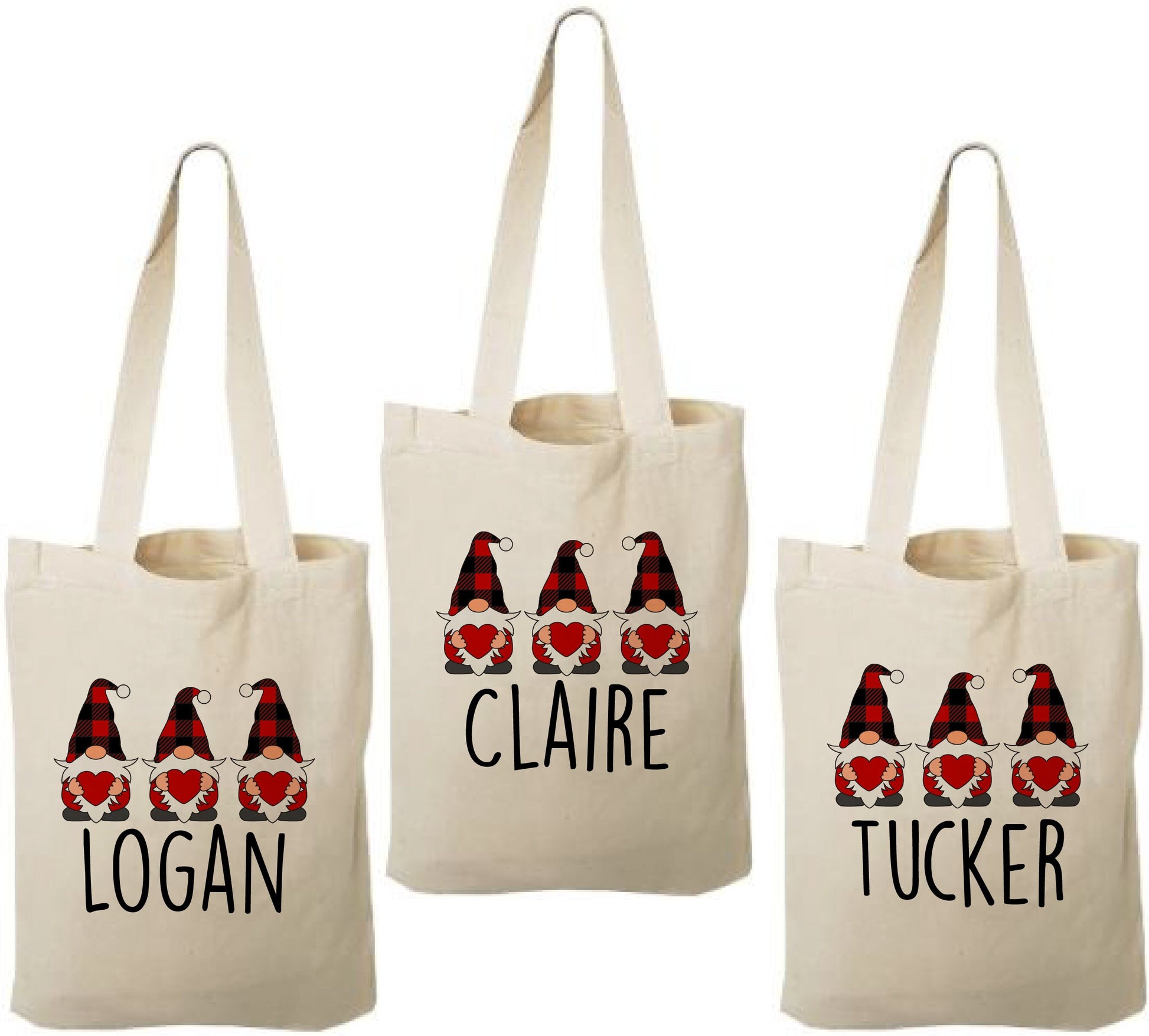Personalized Gnome Valentine Party Favor Bags - Set of Three Bags