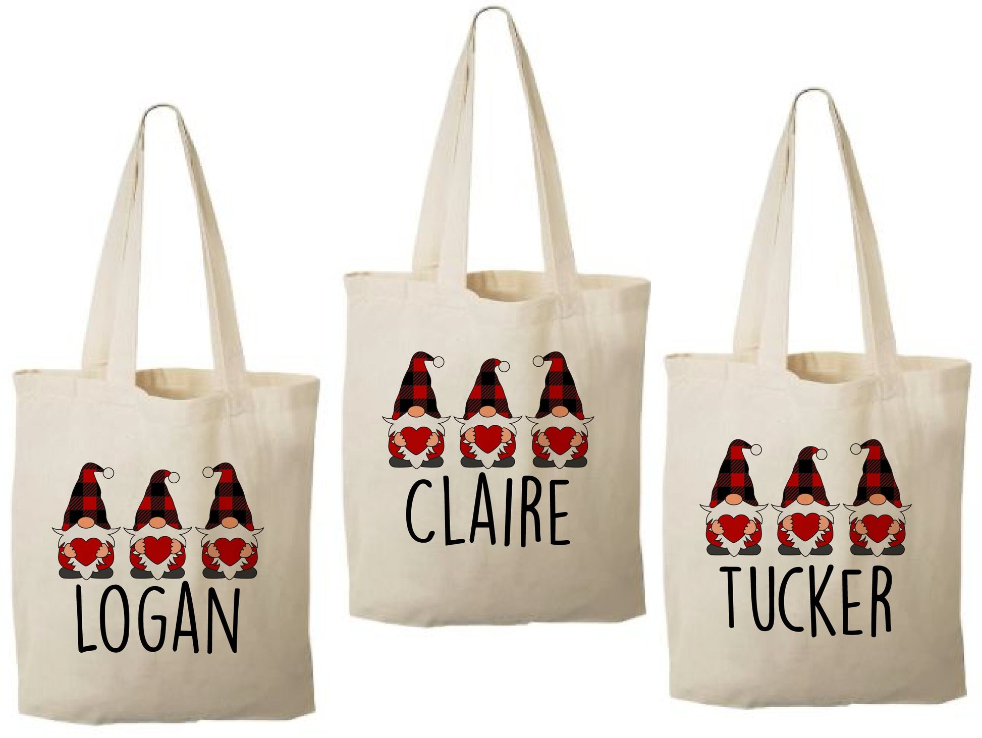 Personalized Gnome Valentine Party Favor Bags - Set of Three Bags