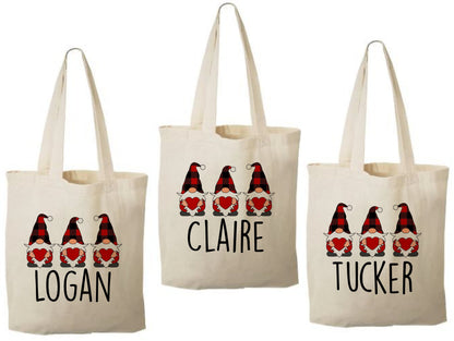 Personalized Gnome Valentine Party Favor Bags - Set of Three Bags
