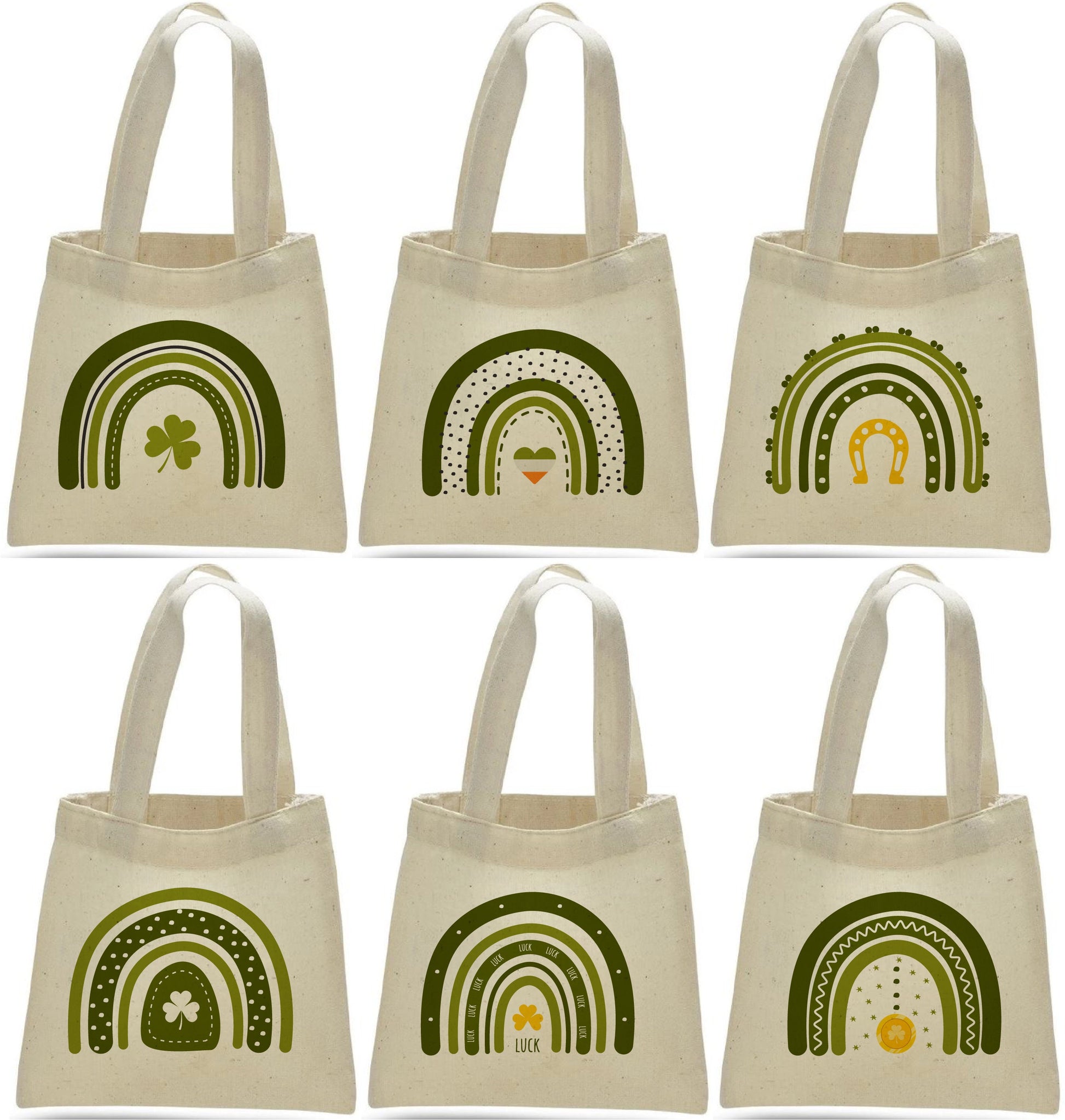 St. Patrick's Day Rainbow Tote, Lucky Clover Favor Bag, Irish Party Treat Bag
