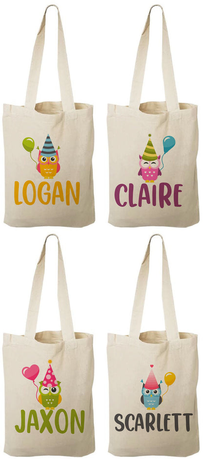 Personalized Owl Party Favor Bags - Set of Four Bags