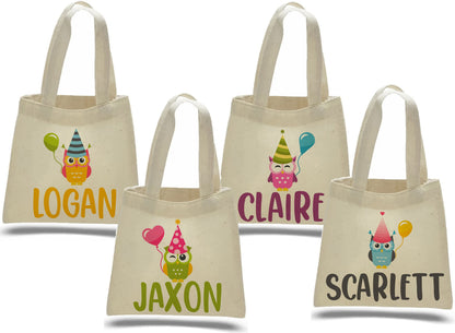 Personalized Owl Party Favor Bags - Set of Four Bags