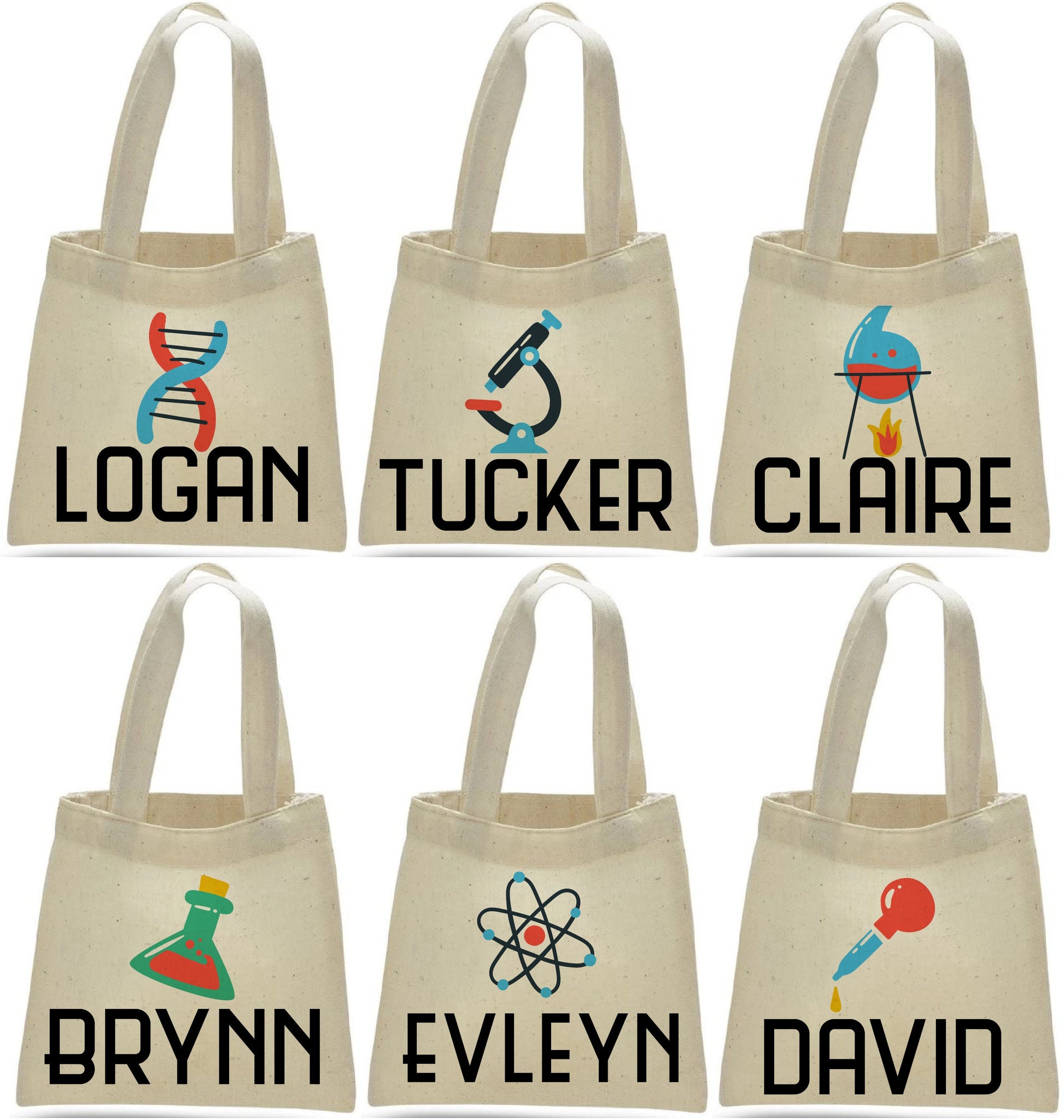 6 Science Treat Bags, Science Party Favor Bags, Science Party Favors, Party Favor Bags, Treat Bags, Science Party Decor, Science Party Bags