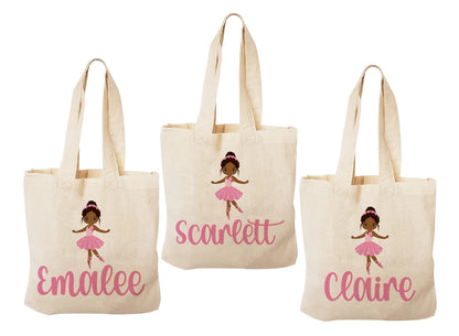 Custom Ballerina Party Favor Bags - Perfect for Ballet Themed Parties - Featuring Guest Names and Adorable Ballerinas! Cotton Bags