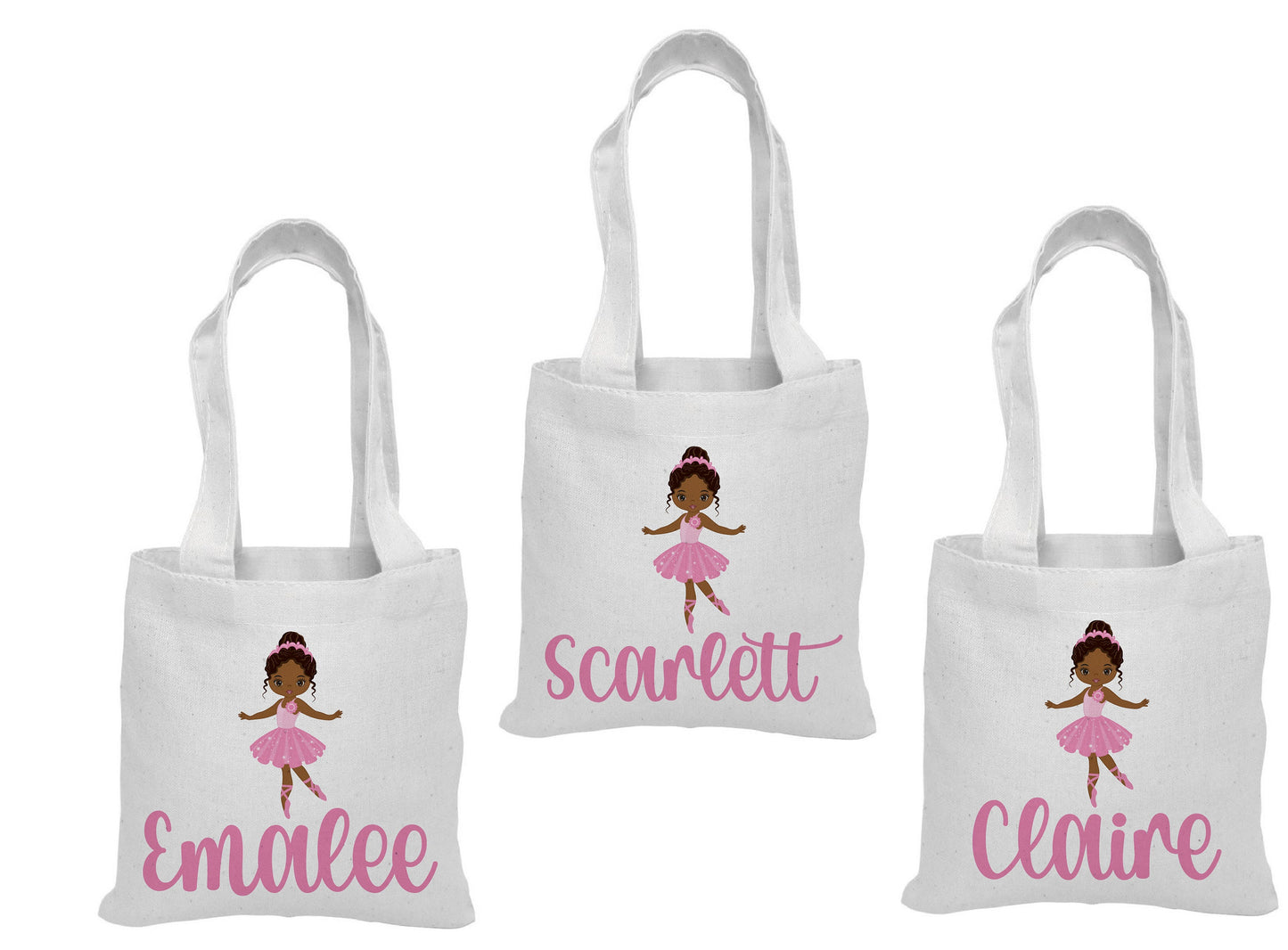 Custom Ballerina Party Favor Bags - Perfect for Ballet Themed Parties - Featuring Guest Names and Adorable Ballerinas! Cotton Bags