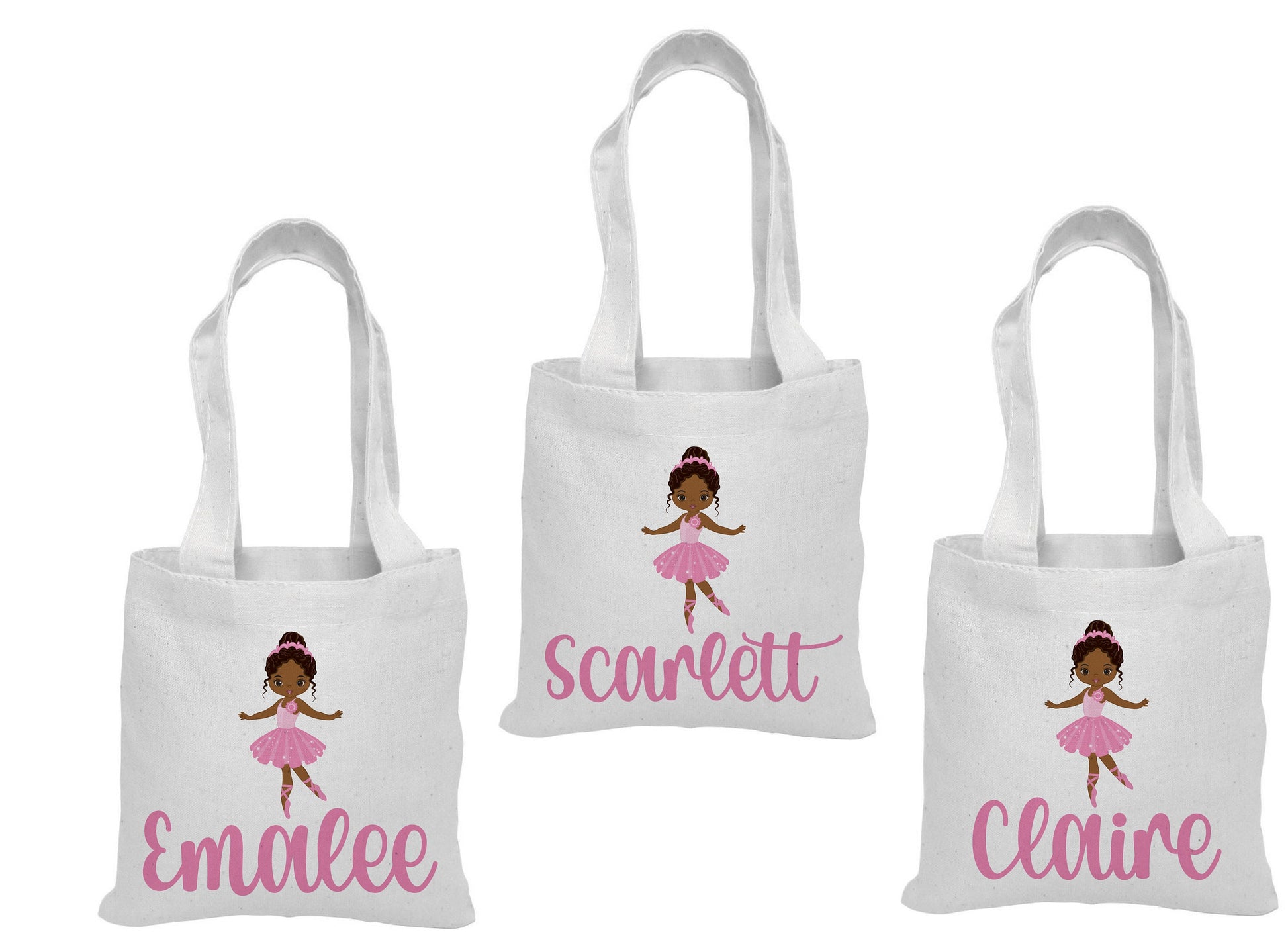 Custom Ballerina Party Favor Bags - Perfect for Ballet Themed Parties - Featuring Guest Names and Adorable Ballerinas! Cotton Bags
