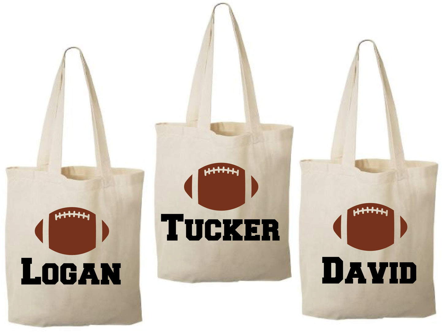 Custom Football Party Favor Bags - Perfect for Football Parties & Events - Set of Three Bags Personalized with Guest Names