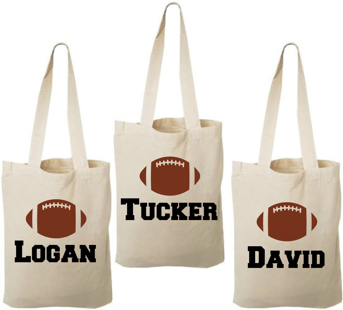 Custom Football Party Favor Bags - Perfect for Football Parties & Events - Set of Three Bags Personalized with Guest Names