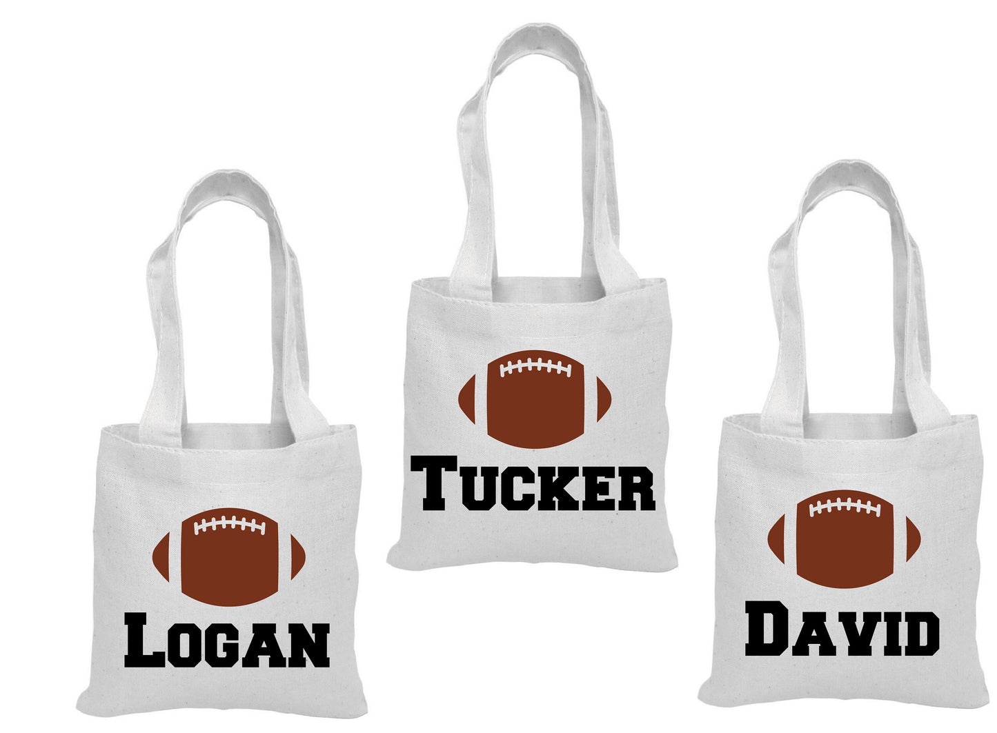 Custom Football Party Favor Bags - Perfect for Football Parties & Events - Set of Three Bags Personalized with Guest Names