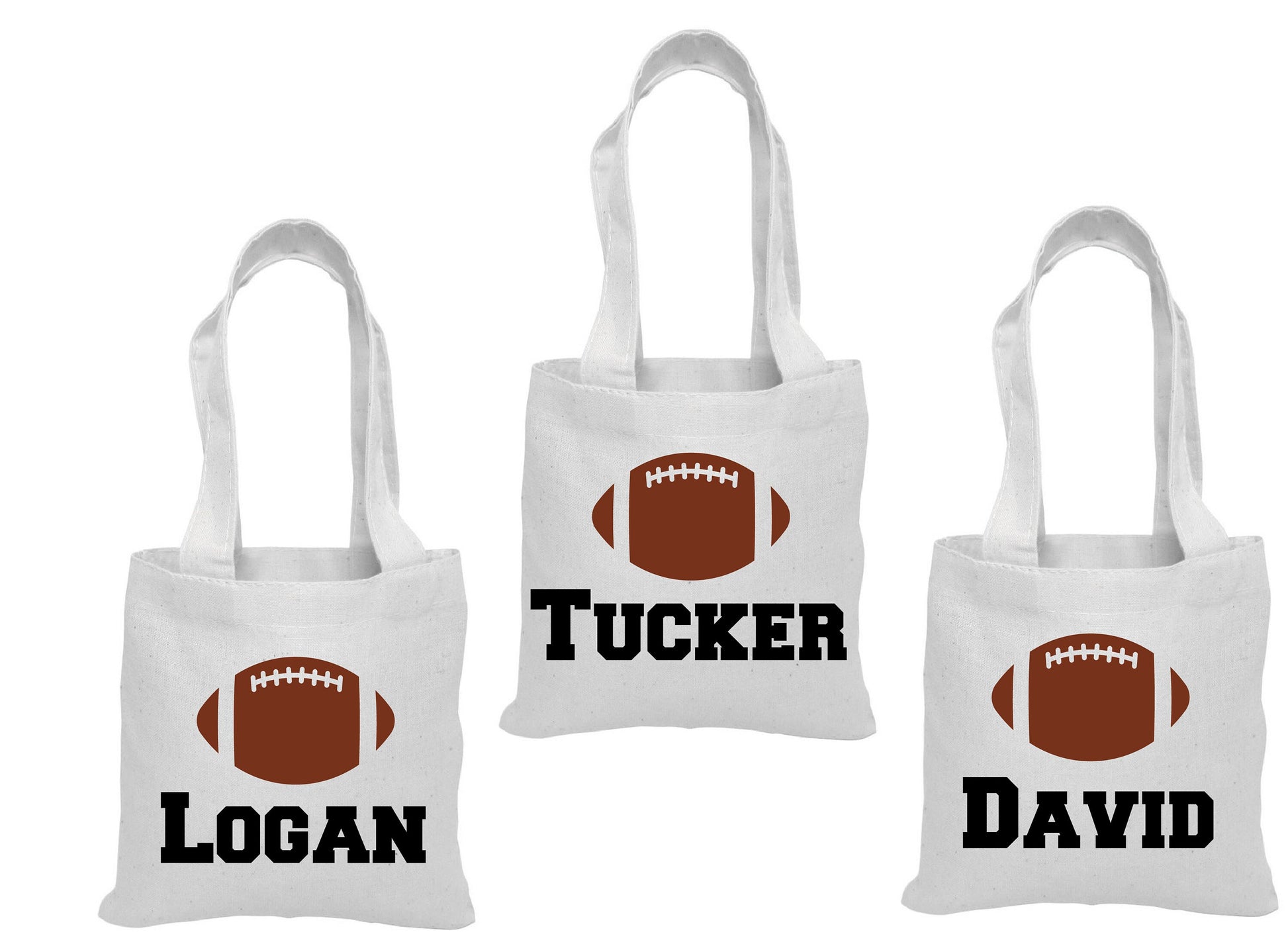 Custom Football Party Favor Bags - Perfect for Football Parties & Events - Set of Three Bags Personalized with Guest Names