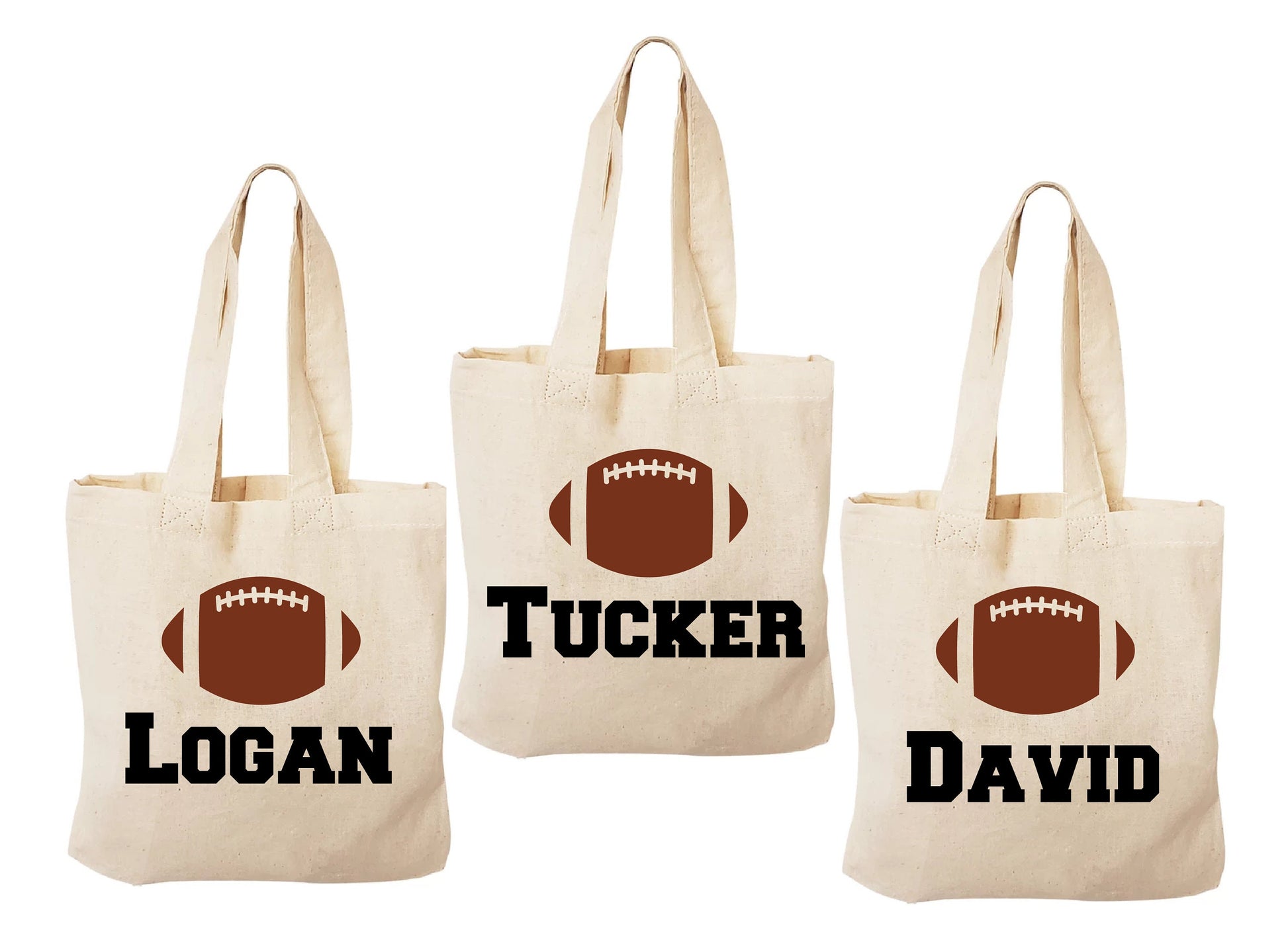 Custom Football Party Favor Bags - Perfect for Football Parties & Events - Set of Three Bags Personalized with Guest Names