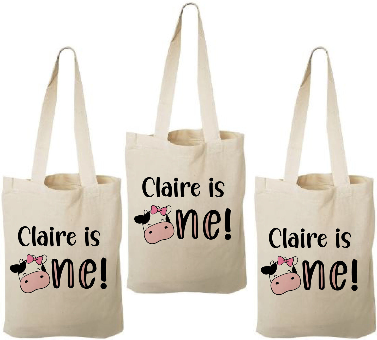 Cow Party Favor Bags - 1st Birthday - Set of Three Bags