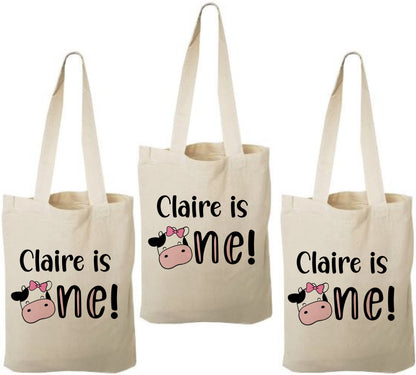 Cow Party Favor Bags - 1st Birthday - Set of Three Bags