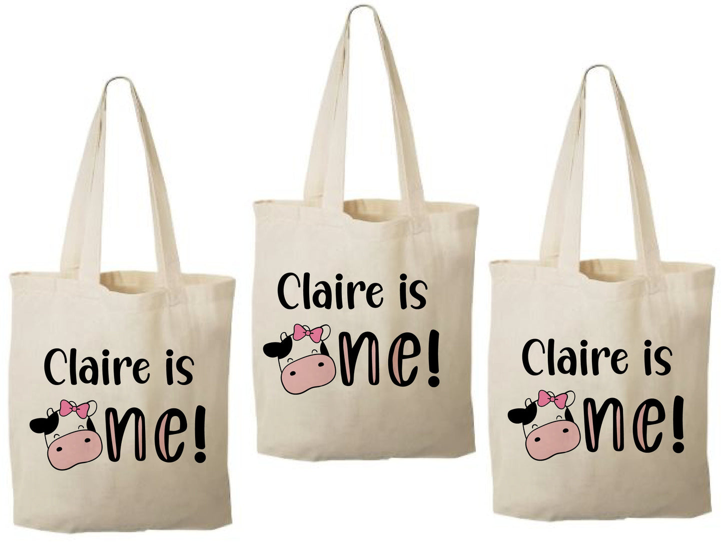 Cow Party Favor Bags - 1st Birthday - Set of Three Bags