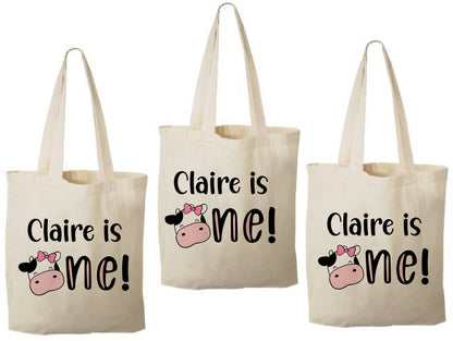 Cow Party Favor Bags - 1st Birthday - Set of Three Bags
