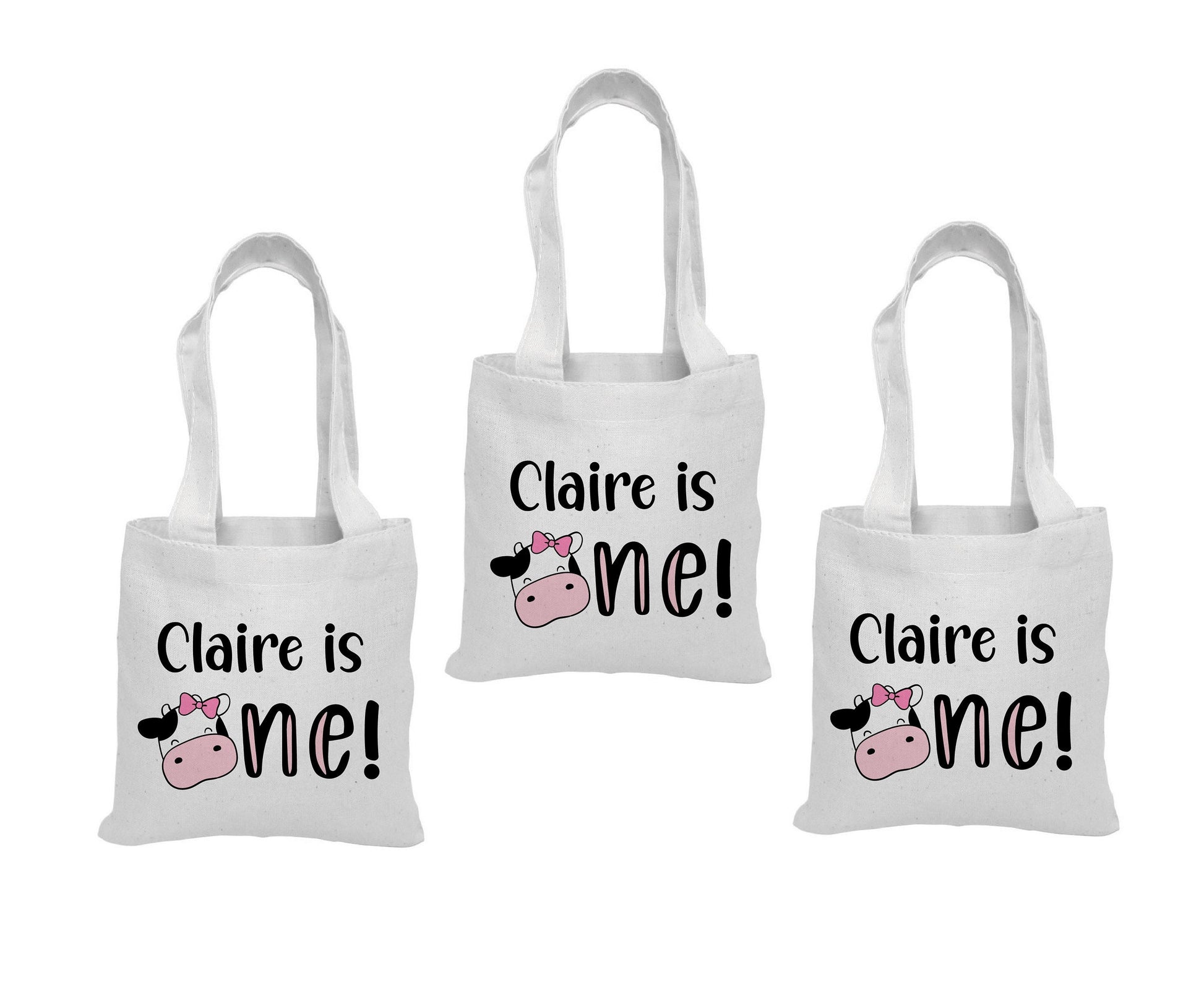 Cow Party Favor Bags - 1st Birthday - Set of Three Bags