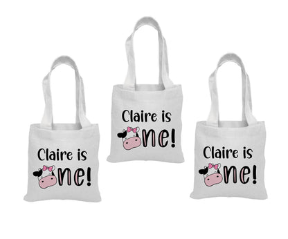 Cow Party Favor Bags - 1st Birthday - Set of Three Bags