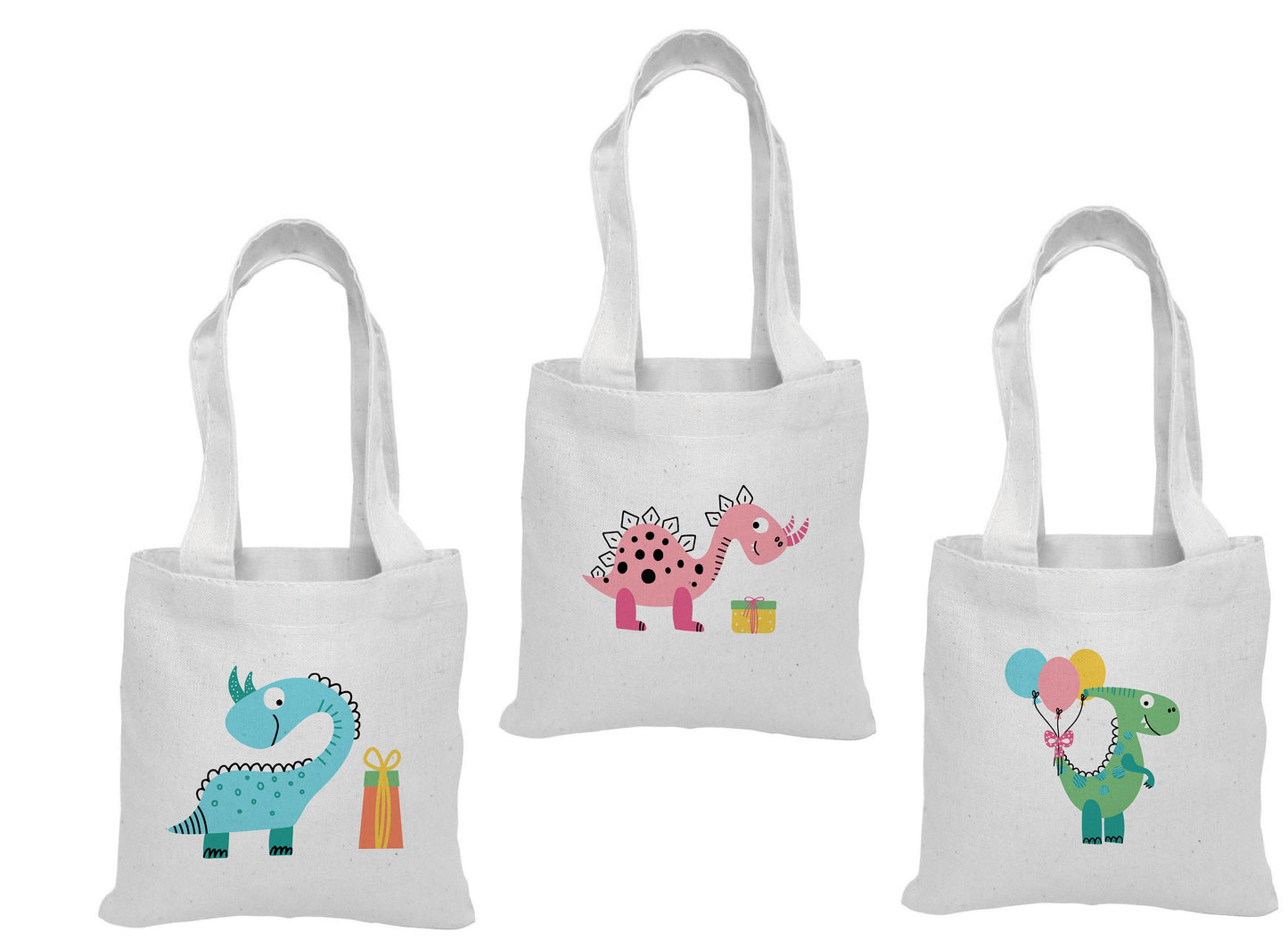 Dinosaur Party Favor Bags, Set of 3 Cotton Treat Bags