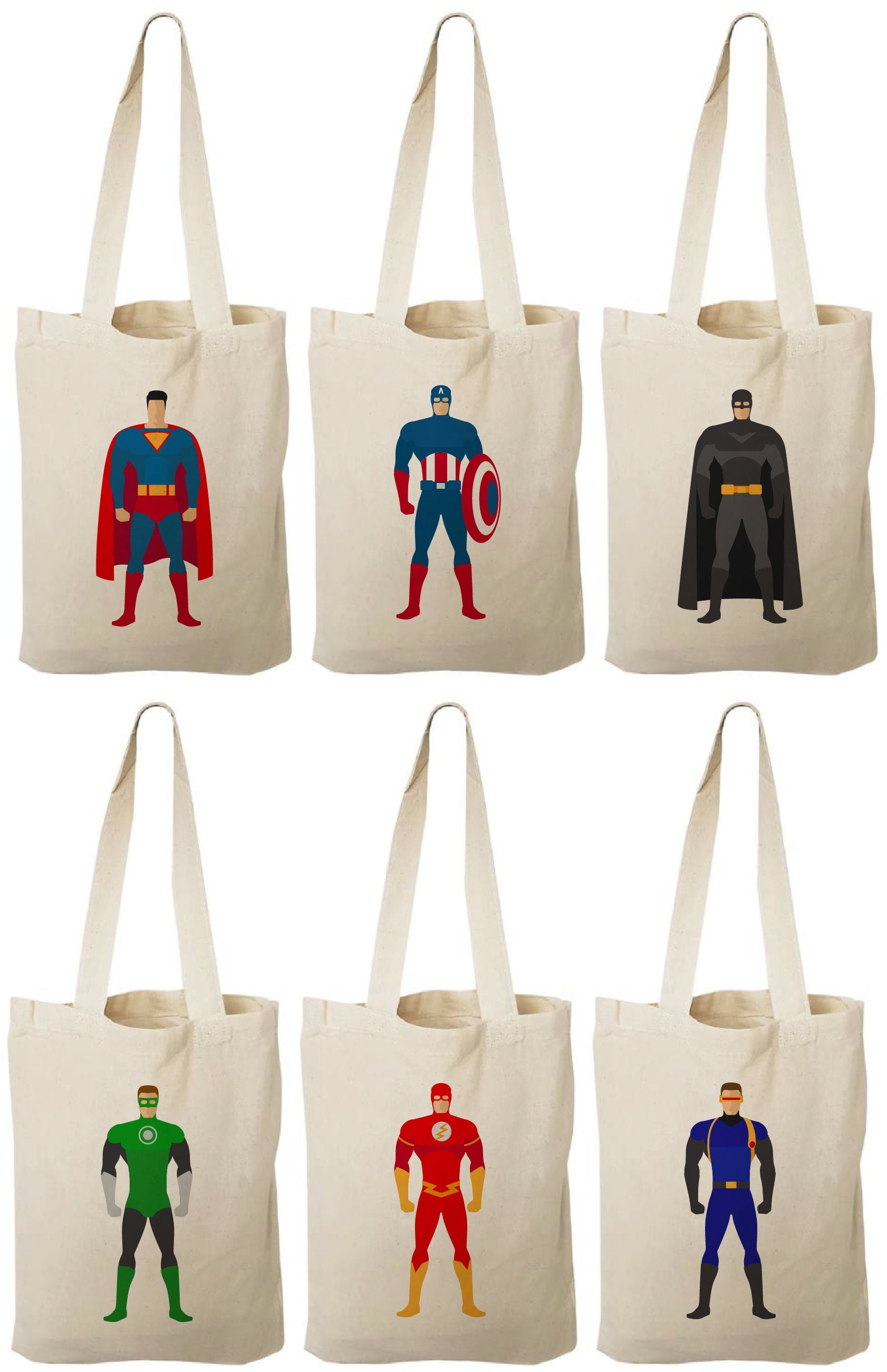 Super Hero Party Favor Bags - Set of Six Bags