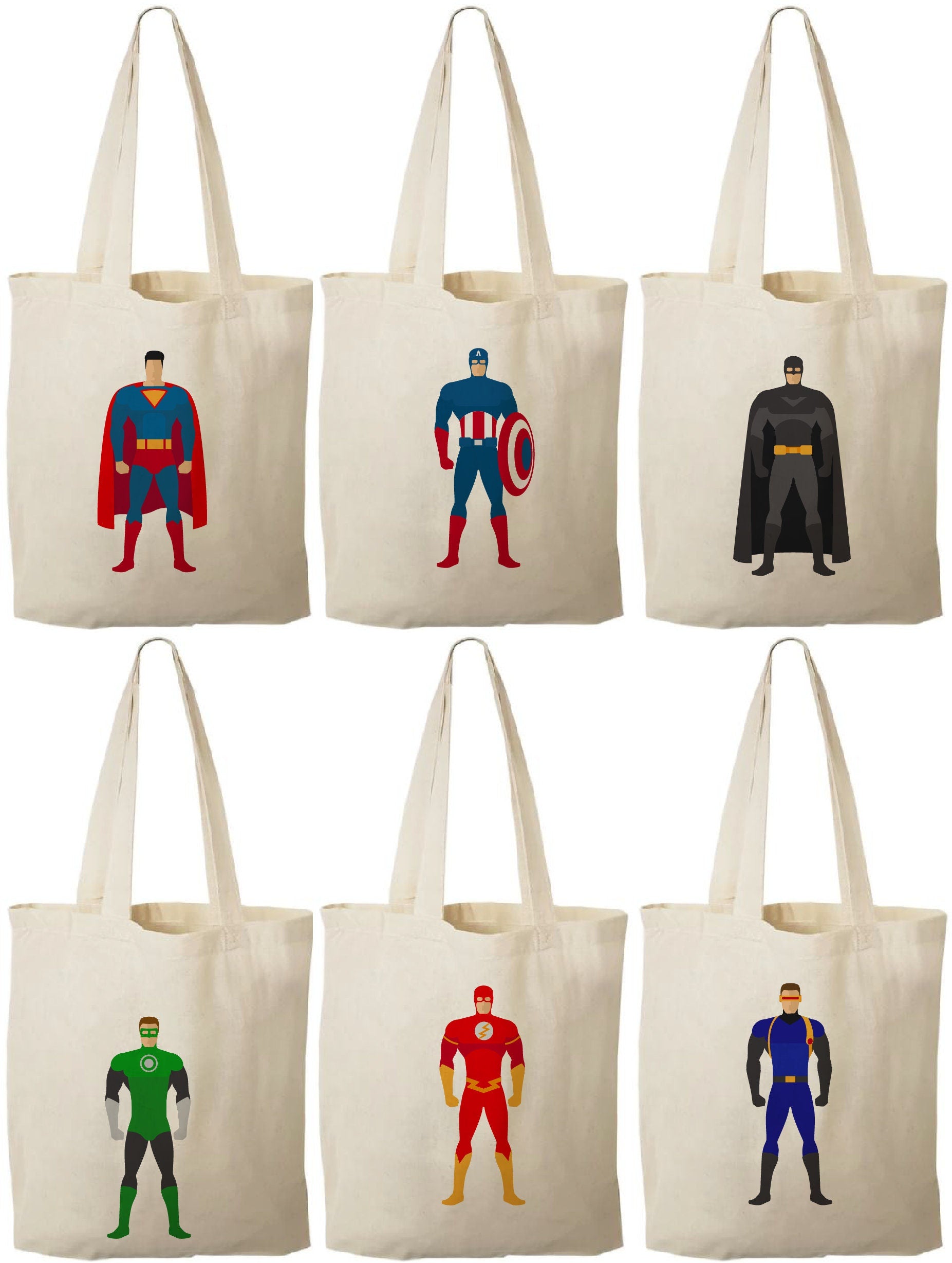 Super Hero Party Favor Bags - Set of Six Bags