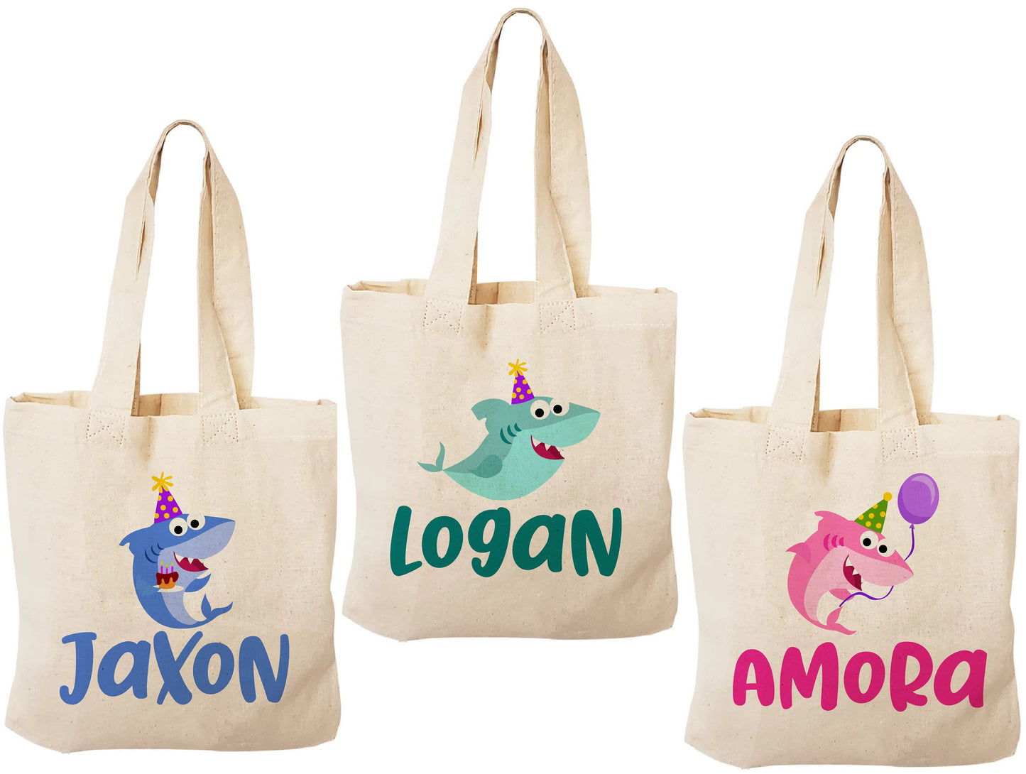 Custom Shark Party Favor Bags - Set of Three