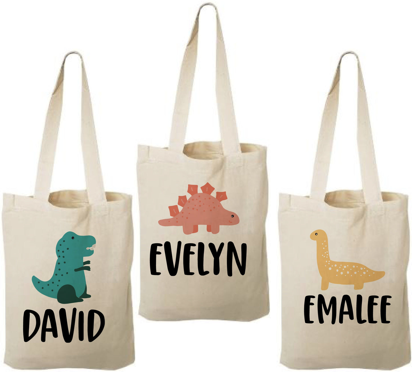 Personalized Dinosaur Party Favor Bags - Set of Three Bags
