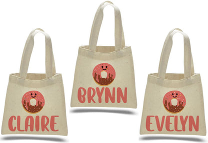 Custom Donut Party Favor Bags - Perfect for Donut Themed Parties and Events! Set of Three Personalized Donut Treat Bags with Guest Names