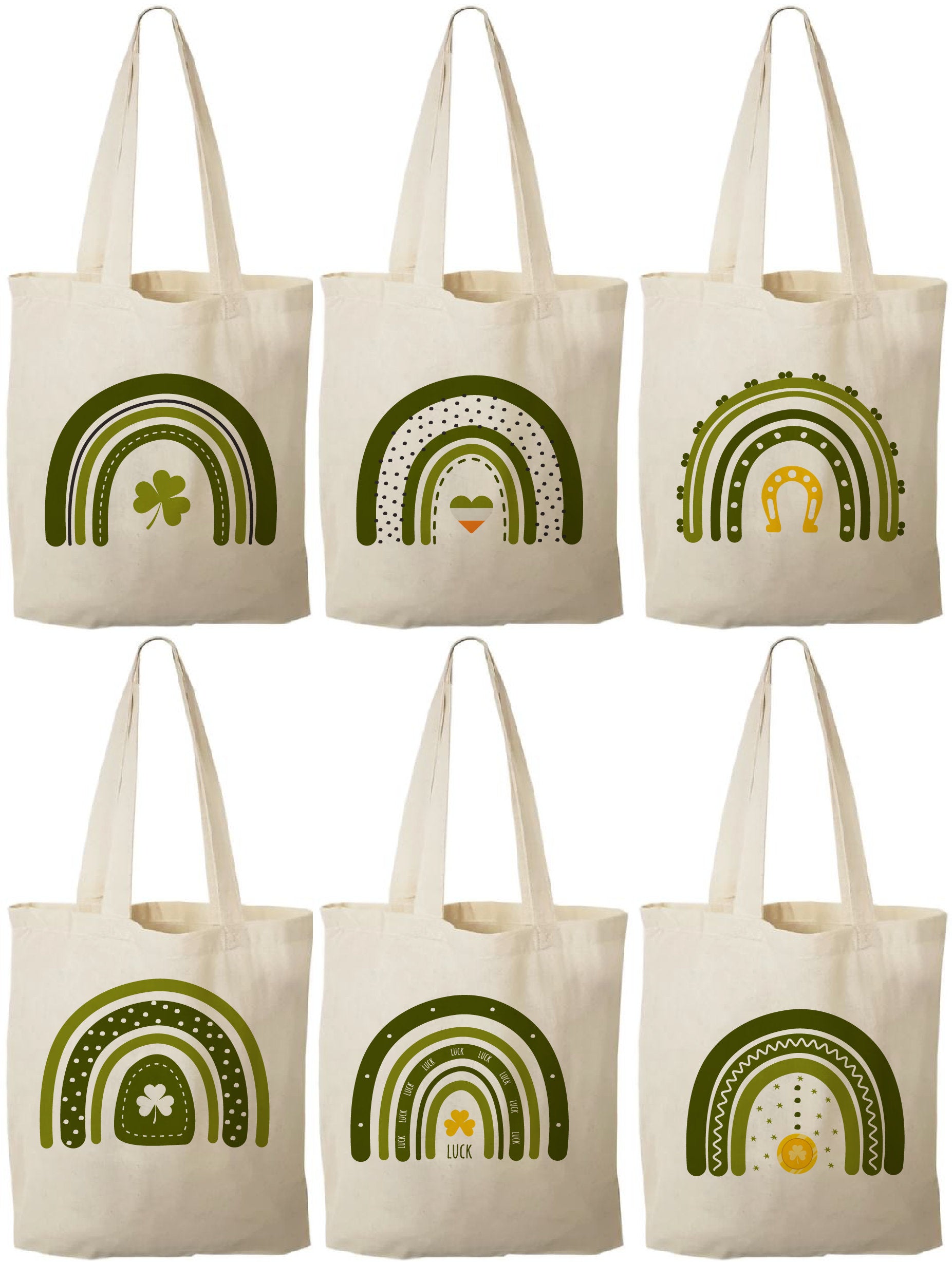 St. Patrick's Day Rainbow Tote, Lucky Clover Favor Bag, Irish Party Treat Bag
