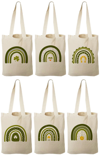 St. Patrick's Day Rainbow Tote, Lucky Clover Favor Bag, Irish Party Treat Bag