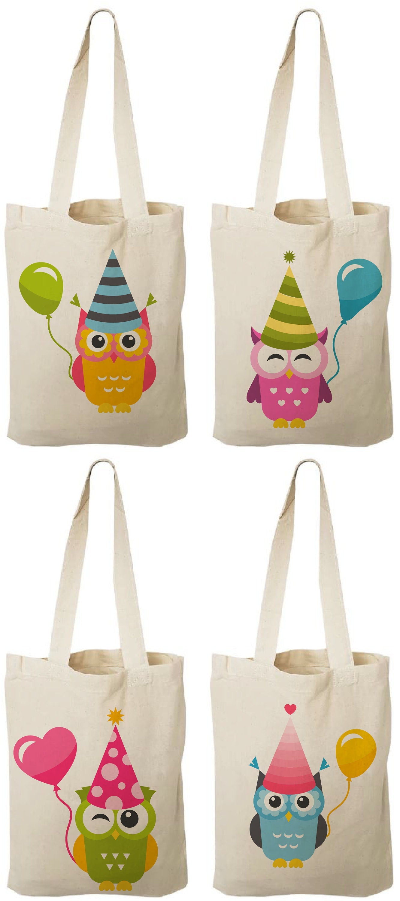 Owl Party Favor Bags - Set of Four Bags