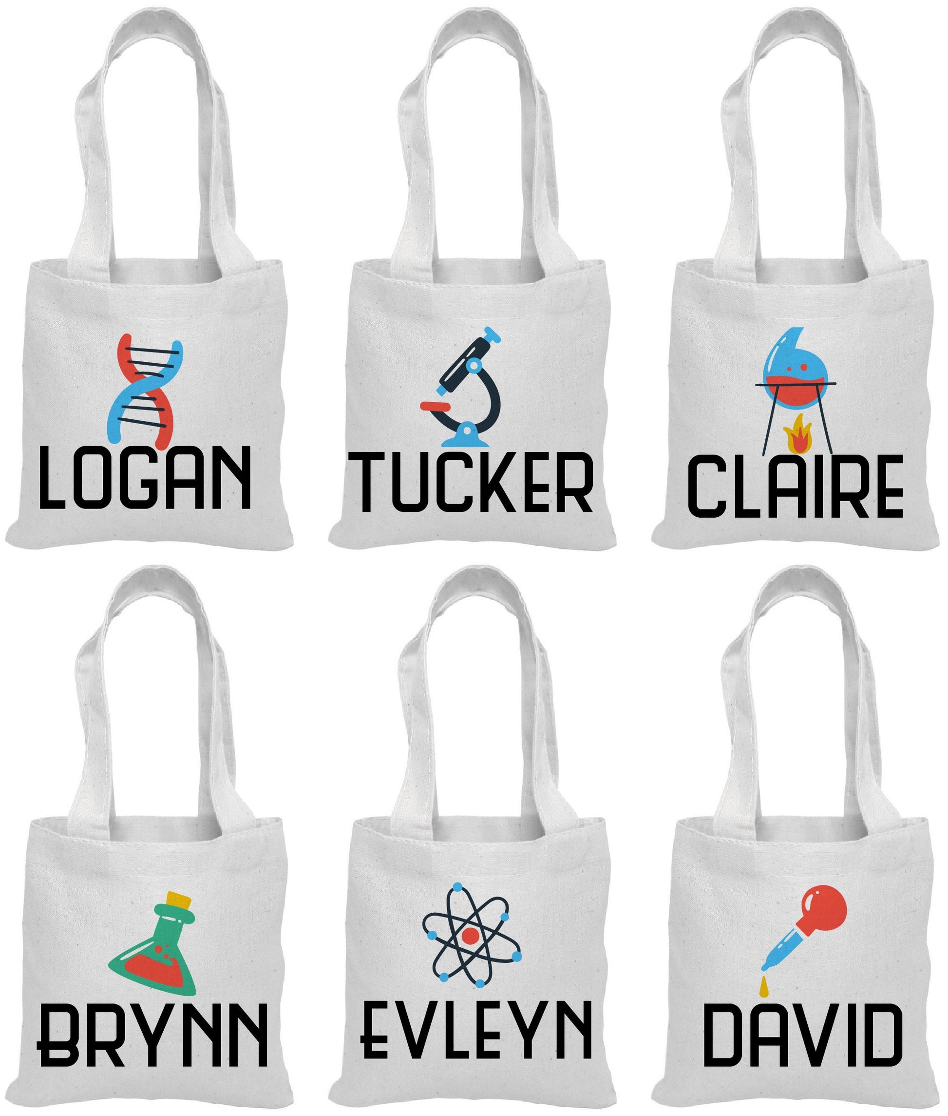 6 Science Treat Bags, Science Party Favor Bags, Science Party Favors, Party Favor Bags, Treat Bags, Science Party Decor, Science Party Bags