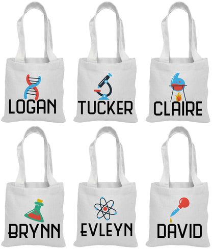 6 Science Treat Bags, Science Party Favor Bags, Science Party Favors, Party Favor Bags, Treat Bags, Science Party Decor, Science Party Bags
