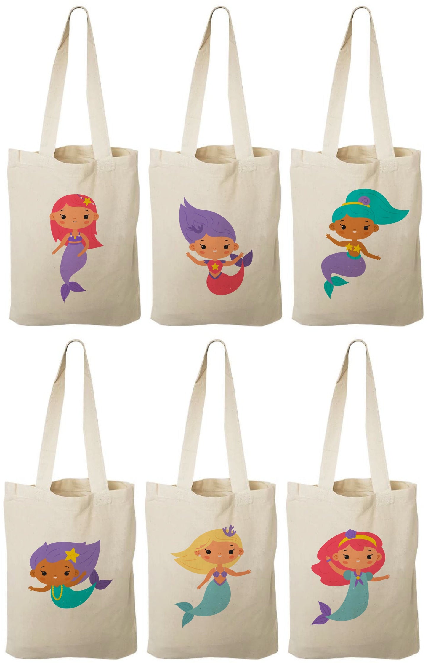 Mermaid Party Favor Bags - Perfect for Mermaid and Under the Sea Parties and Events - Set of Six Bags