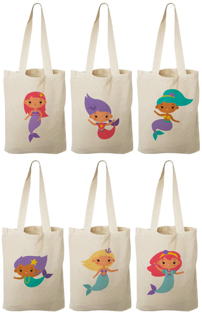 Mermaid Party Favor Bags - Perfect for Mermaid and Under the Sea Parties and Events - Set of Six Bags
