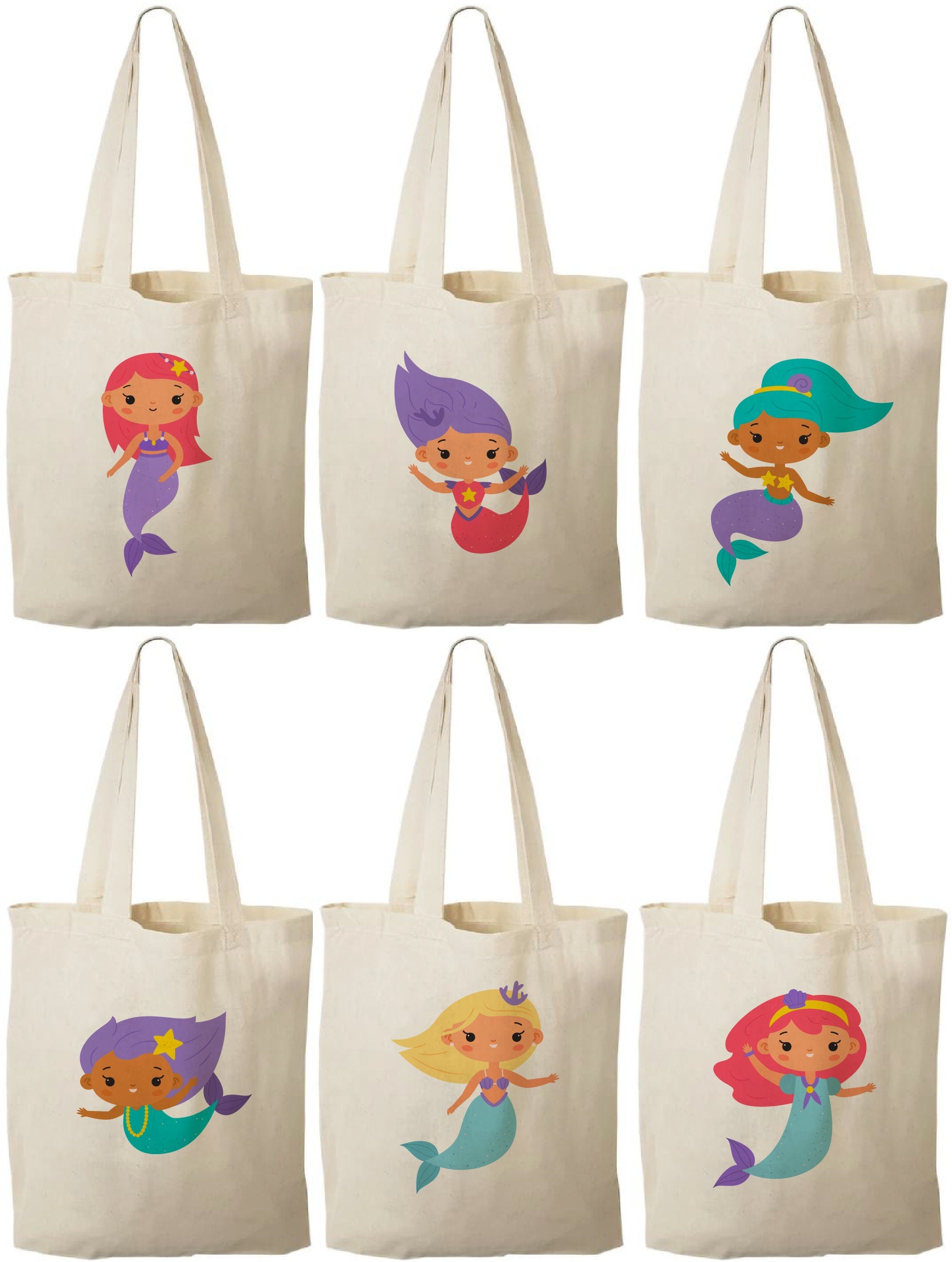 Mermaid Party Favor Bags - Perfect for Mermaid and Under the Sea Parties and Events - Set of Six Bags