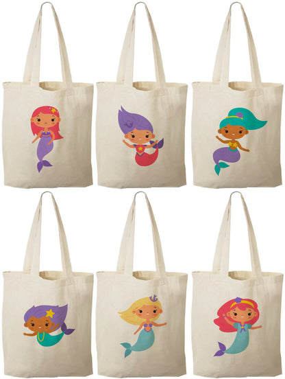 Mermaid Party Favor Bags - Perfect for Mermaid and Under the Sea Parties and Events - Set of Six Bags
