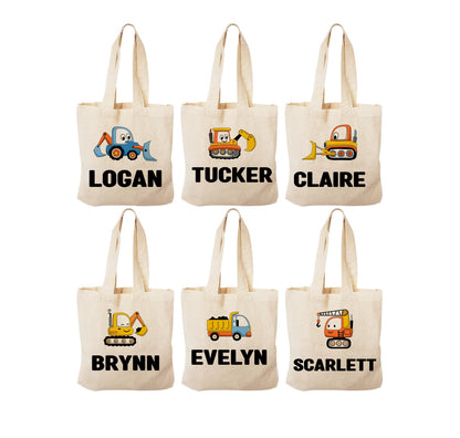 Personalized Construction Truck Party Favor Bags - Set of 6