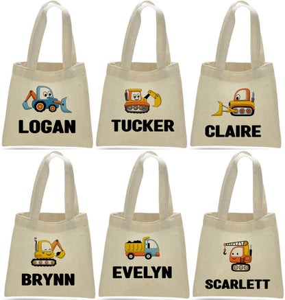 Personalized Construction Truck Party Favor Bags - Set of 6