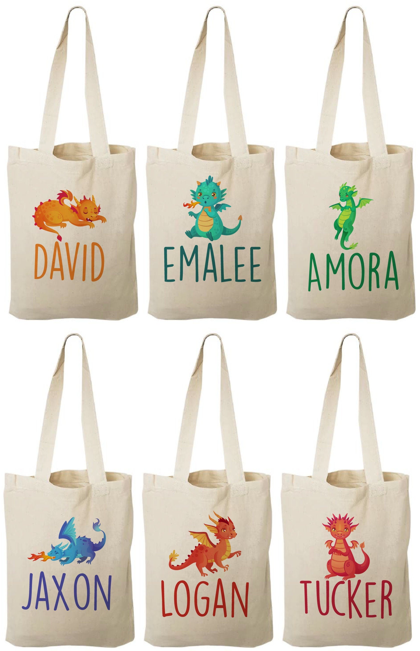 Personalized Dragon Party Favor Bags - Set of Six Bags