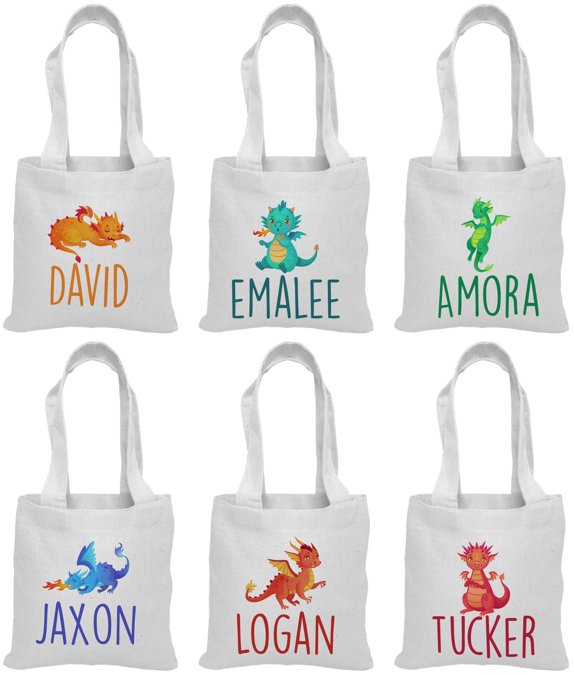 Personalized Dragon Party Favor Bags - Set of Six Bags
