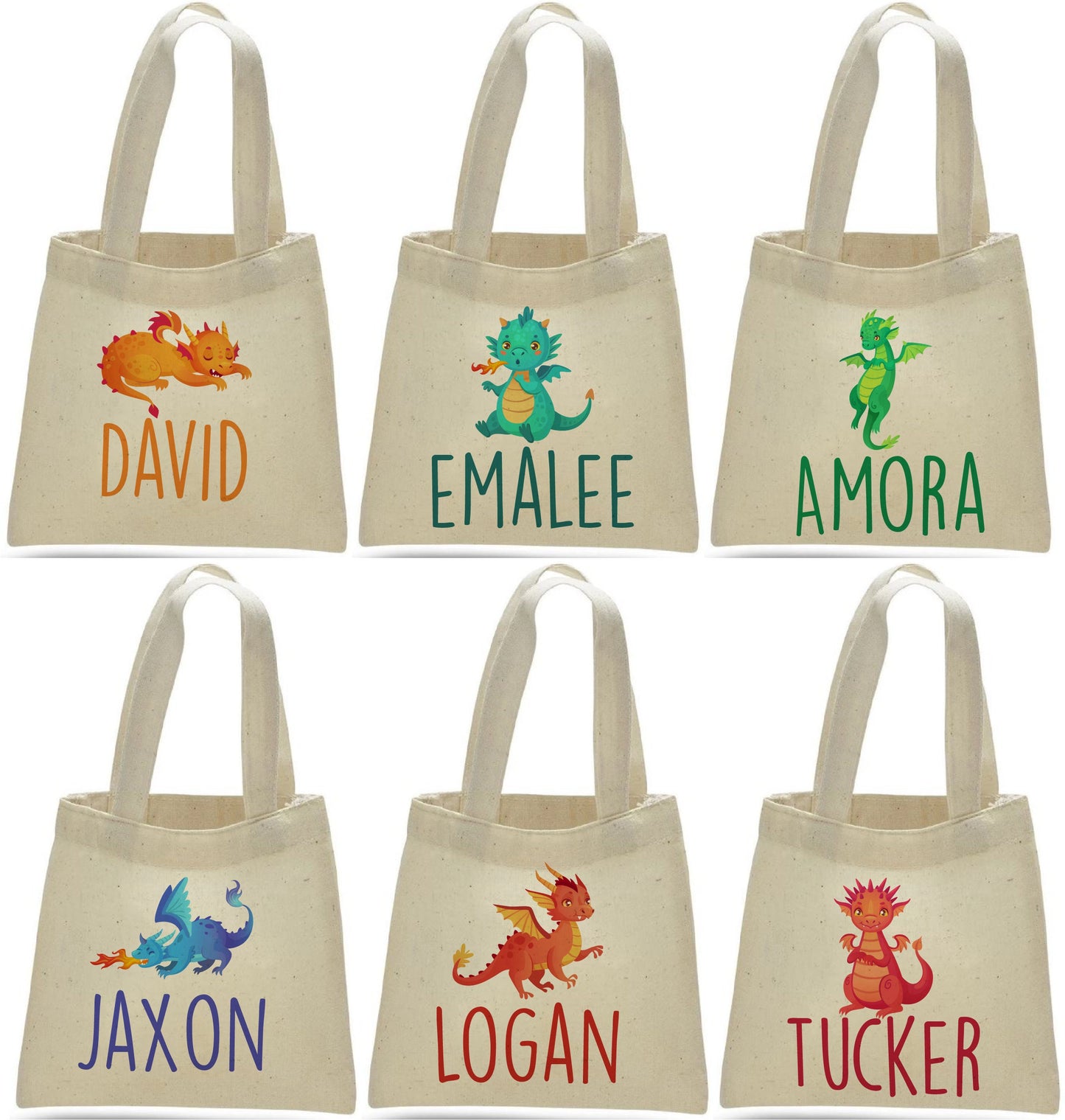Personalized Dragon Party Favor Bags - Set of Six Bags