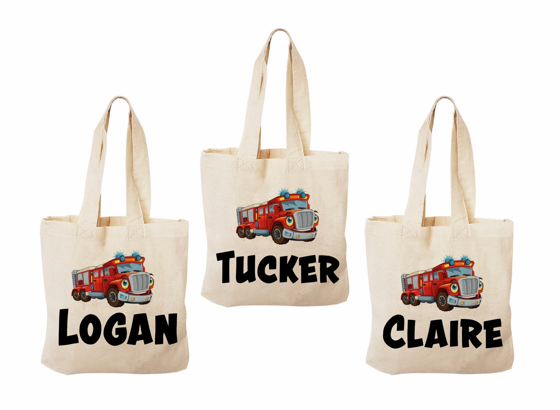 Custom Fire Truck Party Favor Bags - Set of Three Bags