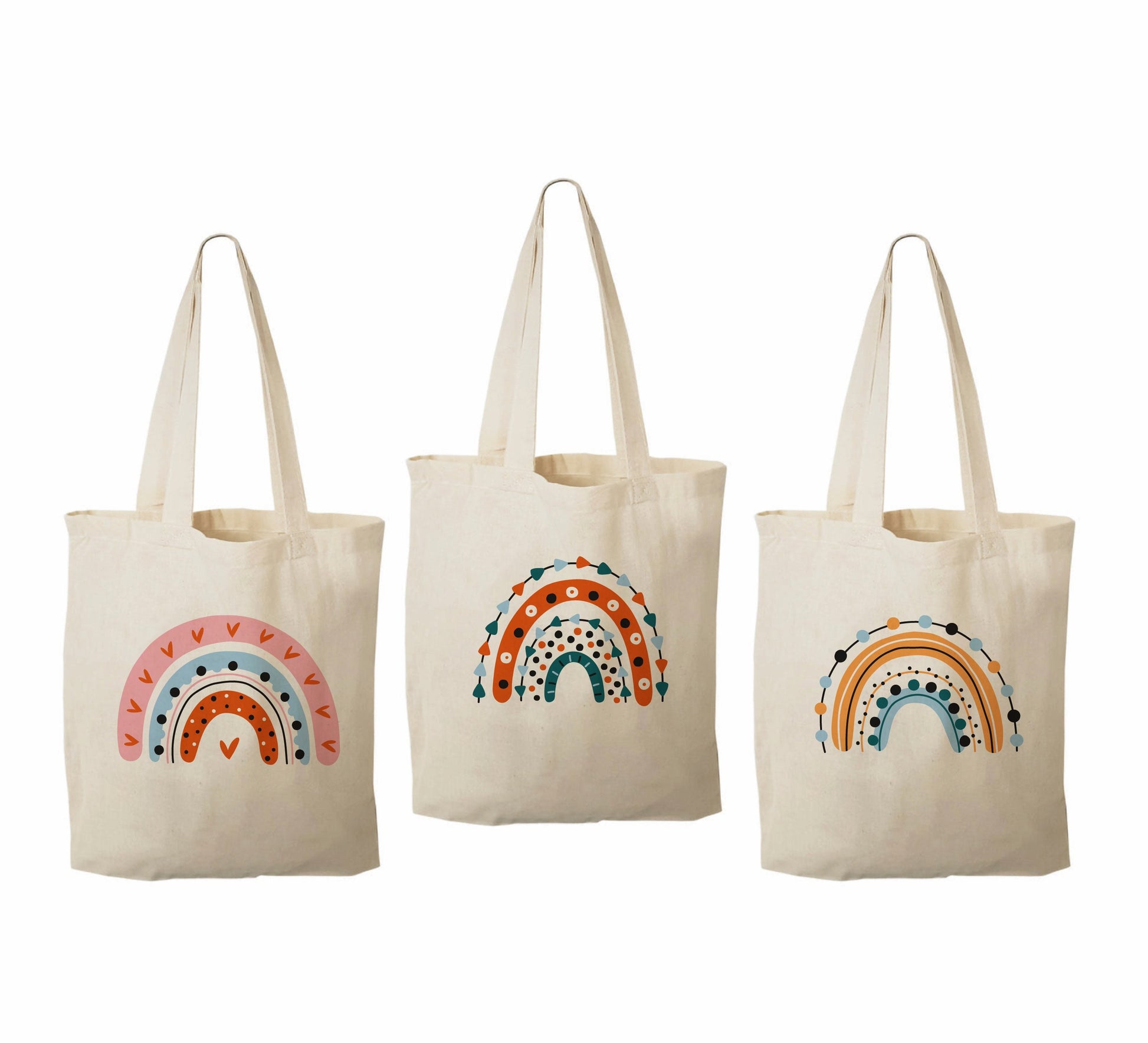 Boho Rainbow Party Favor Bags - Set of Three Bags