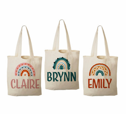 Custom Boho Rainbow Party Favor Bags - Perfect for Rainbow or Boho Themed Parties! - Set of Three Bags Personalized with Names