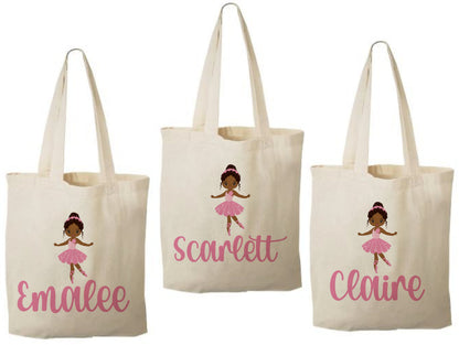 Custom Ballerina Party Favor Bags - Perfect for Ballet Themed Parties - Featuring Guest Names and Adorable Ballerinas! Cotton Bags