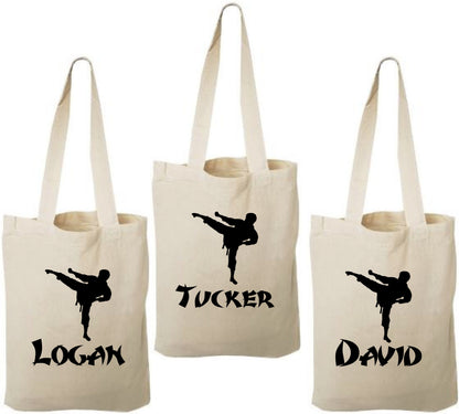 Custom Karate Party Favor Bags - Perfect for Karate Themed Parties and Events - Set of Three Bags Personalized with Names